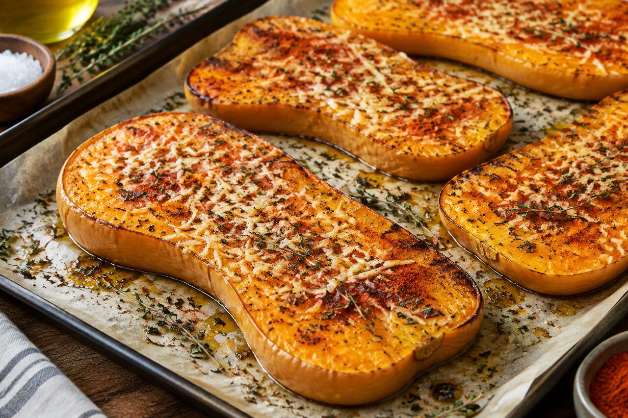 Tranches de butternut rôties au four : recette facile et savoureuse