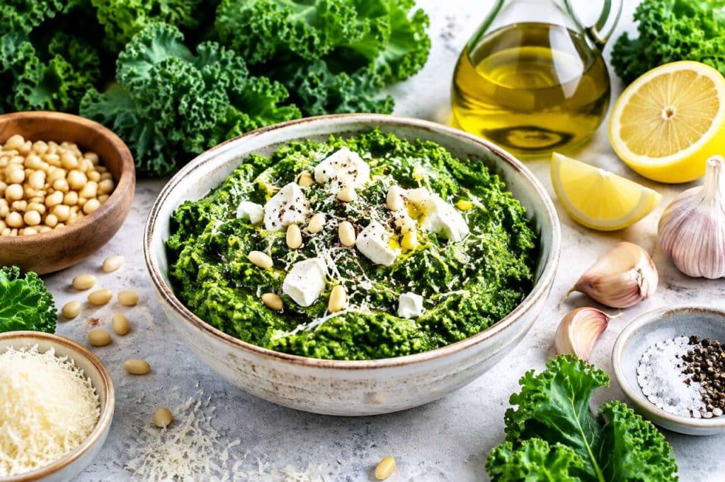 Pesto de chou kale et feta : recette santé et savoureuse