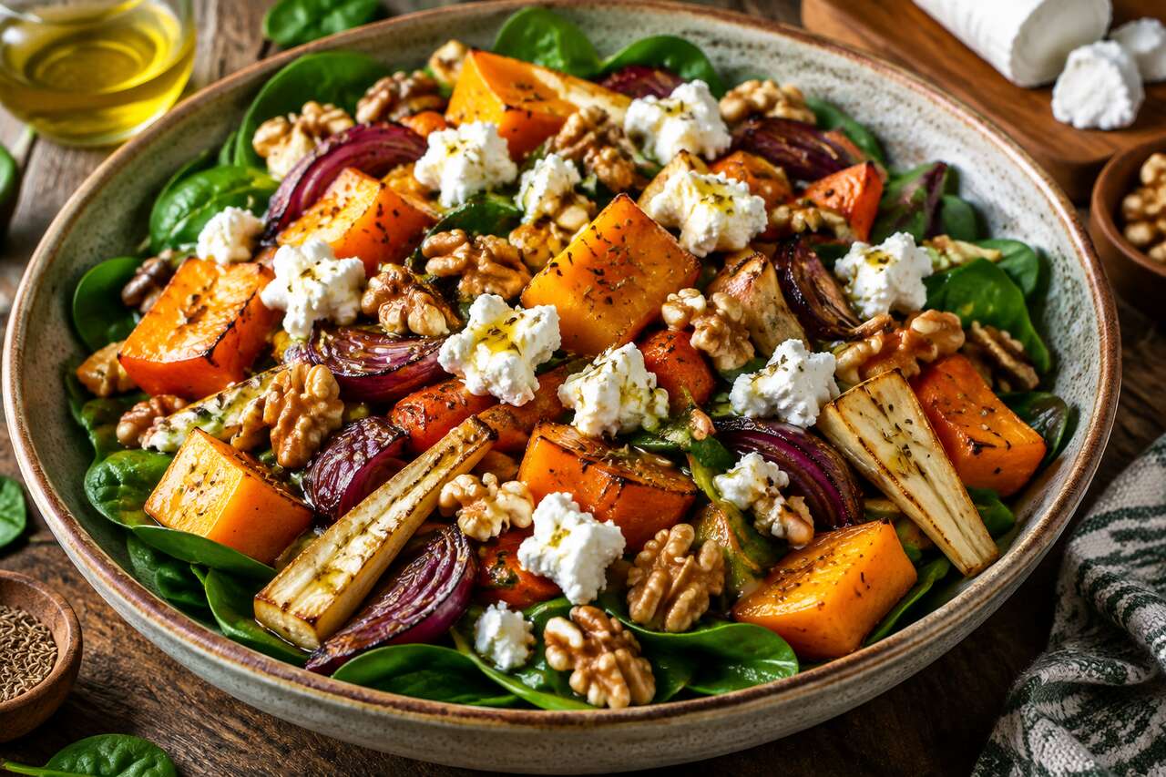Salade tiède de légumes rôtis : recette gourmande