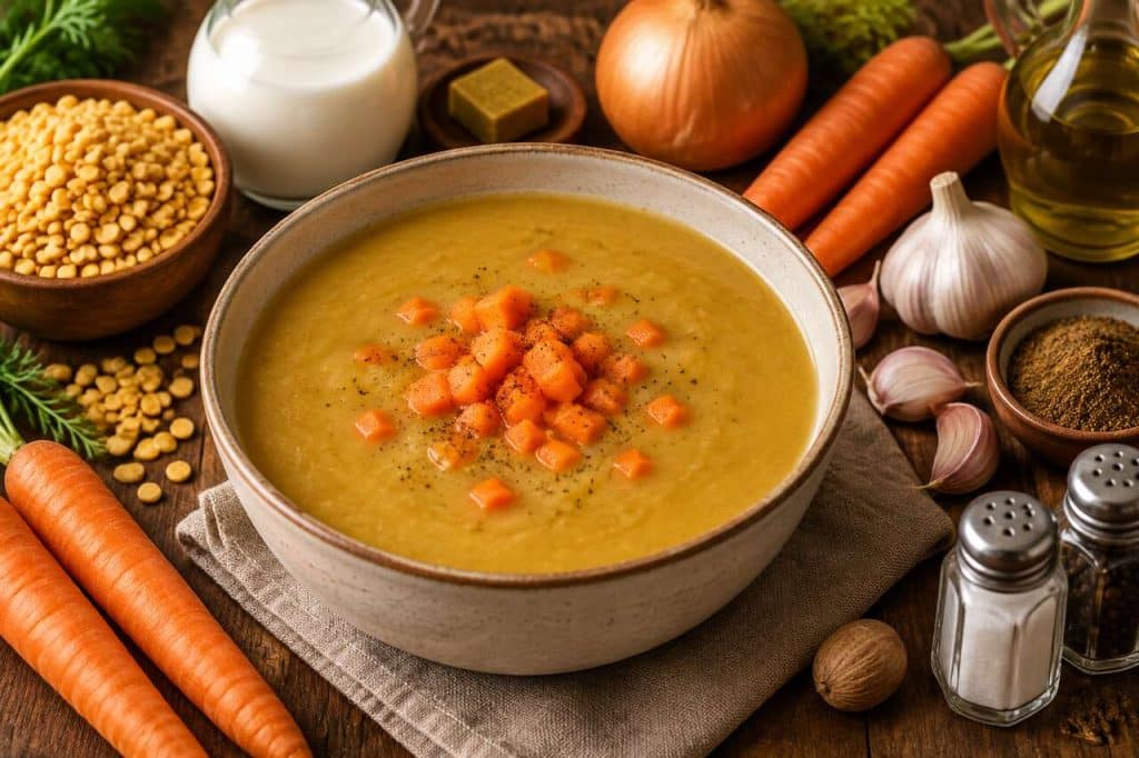 Velouté automnal aux pois cassés vegan : recette facile et délicieuse