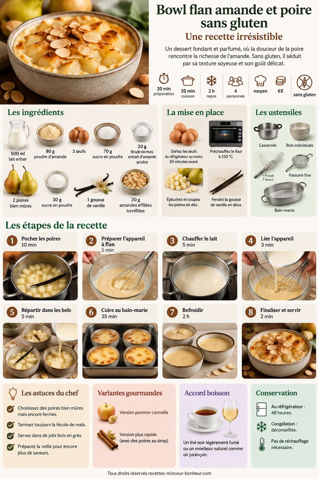 Fiche recette Bowl flan amande et poire sans gluten : une recette irrésistible Fiche recette Bowl flan amande et poire sans gluten : une recette irrésistible