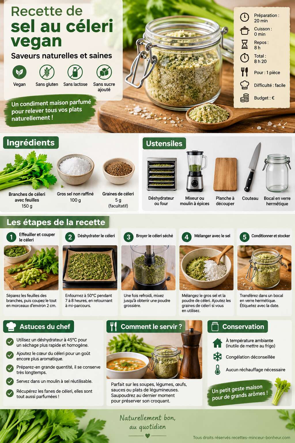 Fiche recette Recette de sel au céleri vegan : saveurs naturelles et saines Fiche recette Recette de sel au céleri vegan : saveurs naturelles et saines