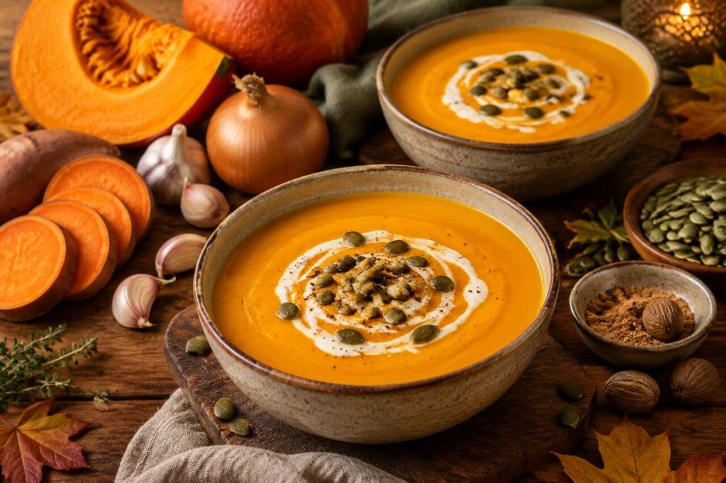 Velouté de potimarron et patate douce : recette automnale savoureuse