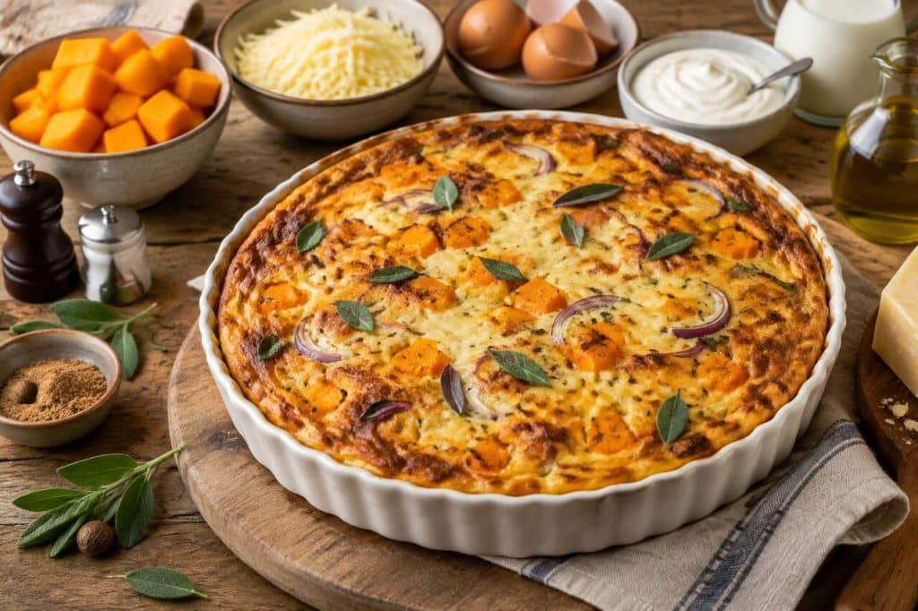 Quiche sans pâte à la courge et Beaufort : recette gourmande