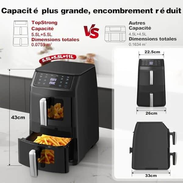 Découvrez notre test détaillé de la friteuse sans huile TopStrong Air Fryer 11L : performances, capacité et innovation pour des frites croustillantes sans huile. 