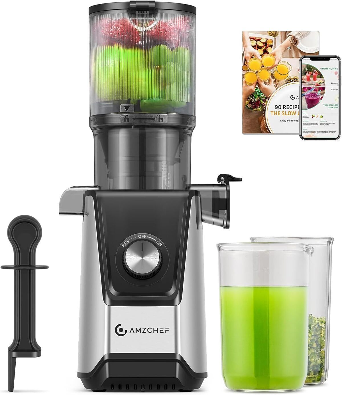 Test extracteur de jus AMZCHEF 118MM : pression à froid ultra silencieuse