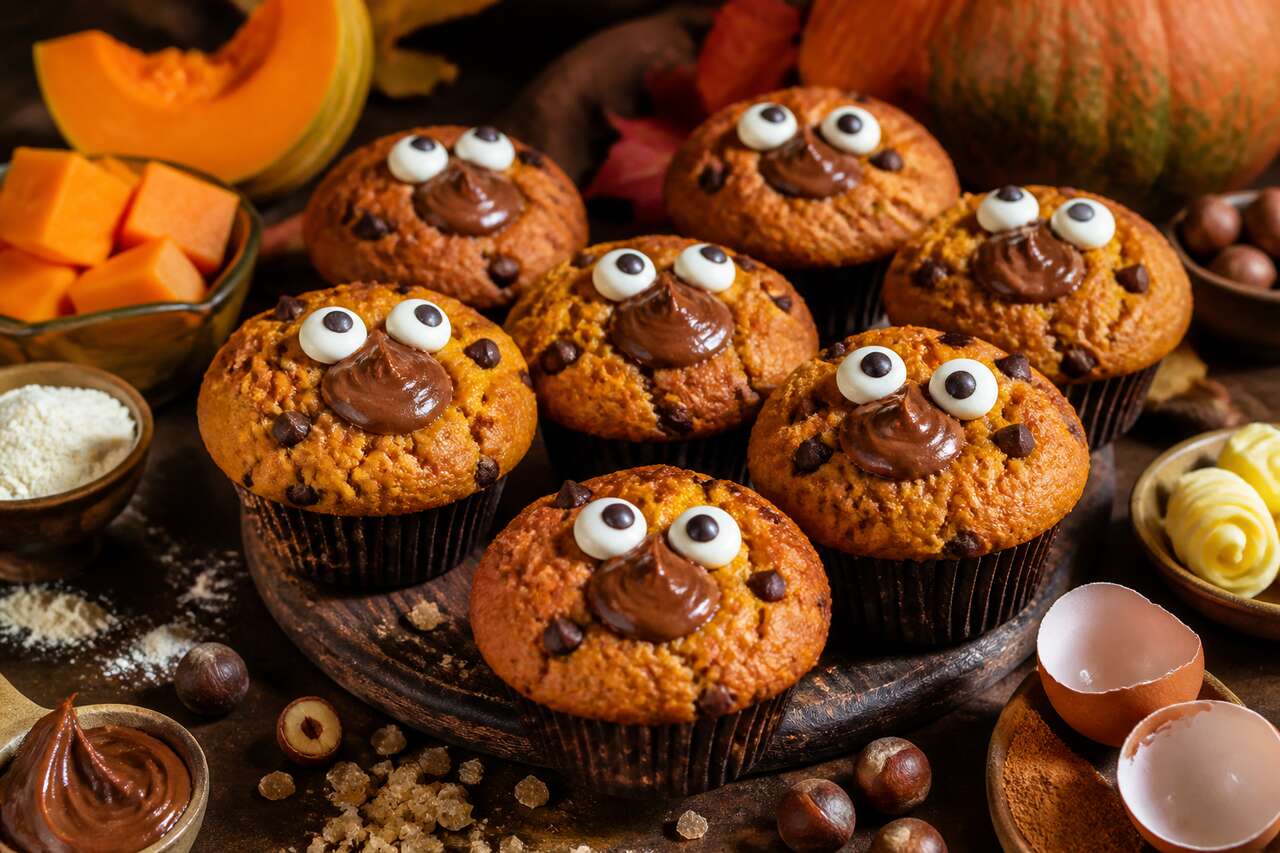 Muffins potiron chocolat noisette pour Halloween