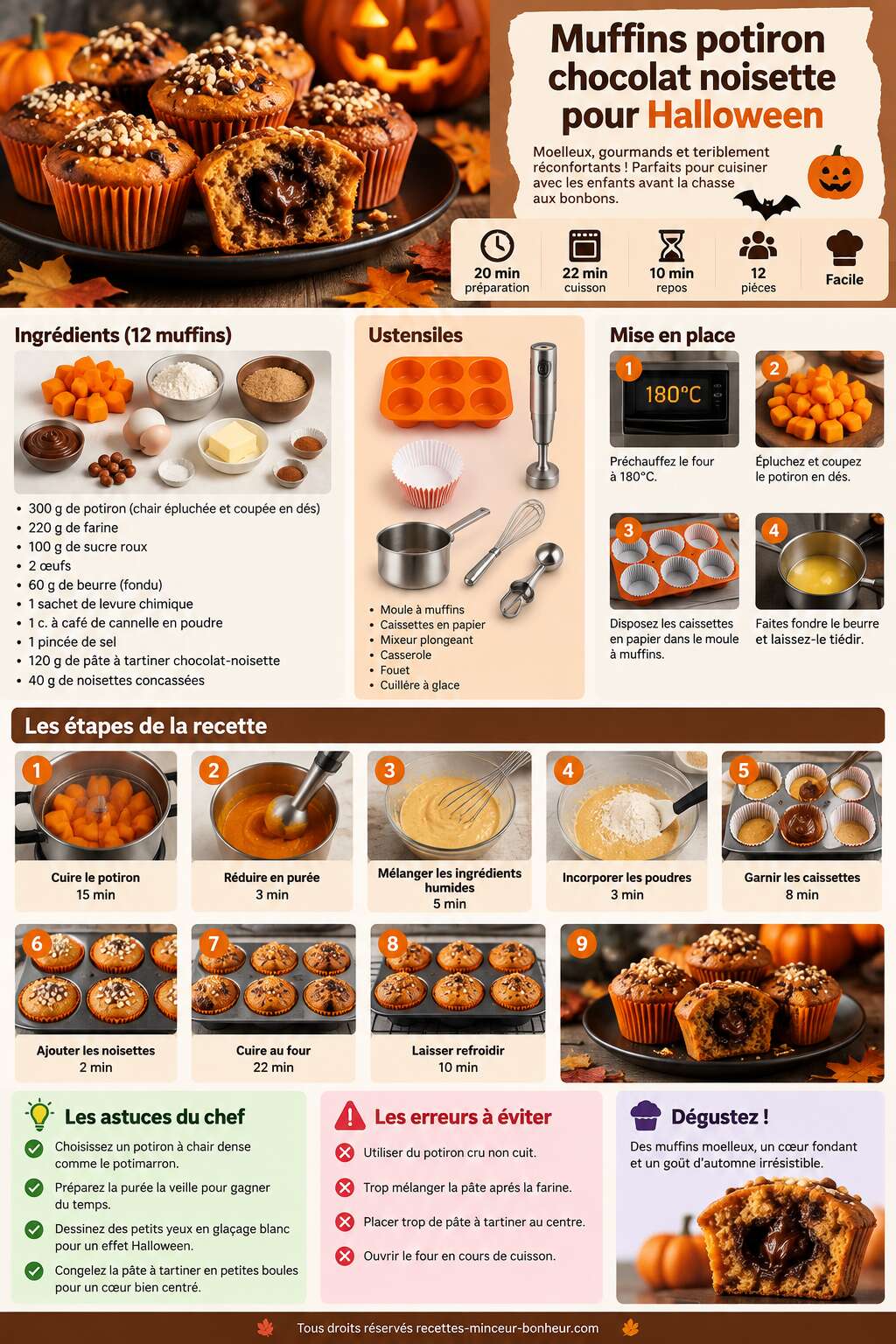 Fiche recette Muffins potiron chocolat noisette pour Halloween