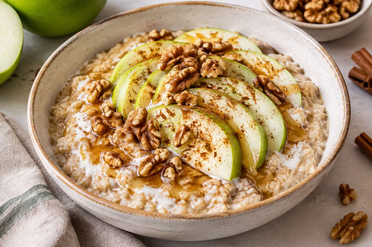 Recette de porridge d'automne vegan : pomme et cannelle