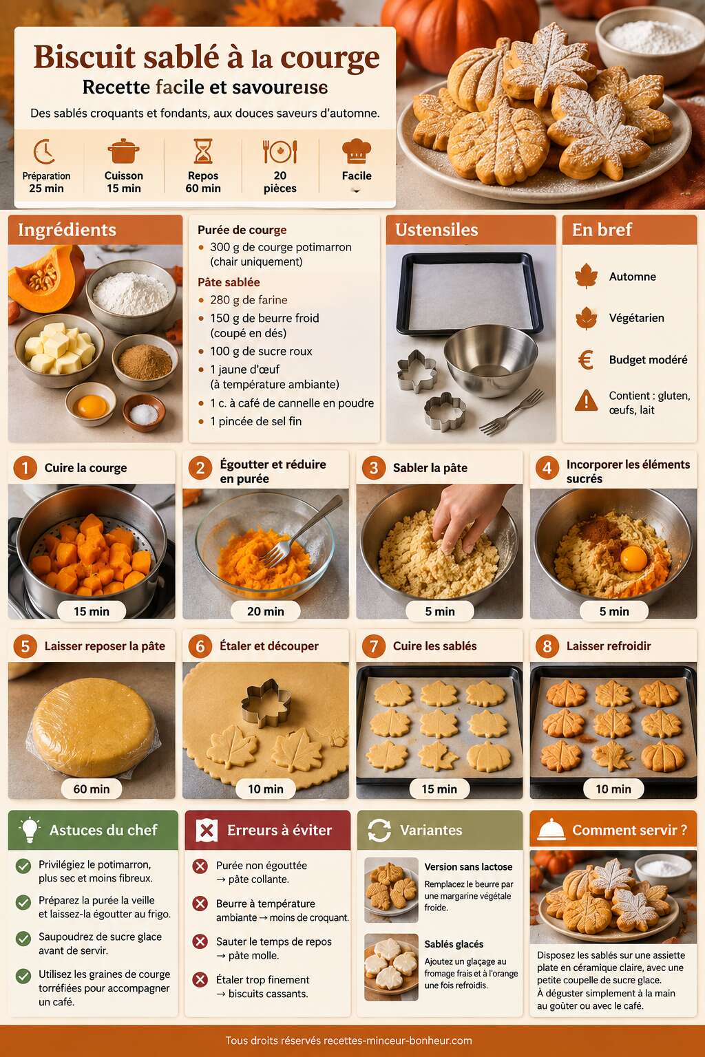 Fiche recette Biscuit sabl&eacute; &agrave; la courge : recette facile et savoureuse