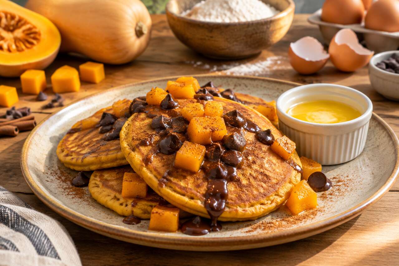 Pancakes à la courge et au chocolat : recette gourmande et saine