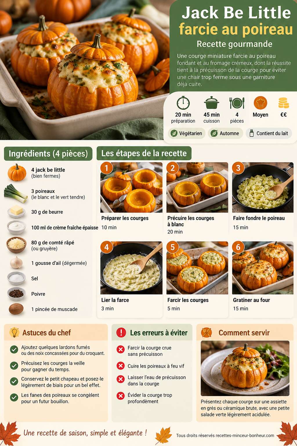 Fiche recette Jack Be Little farcie au poireau : recette gourmande Fiche recette Jack Be Little farcie au poireau : recette gourmande