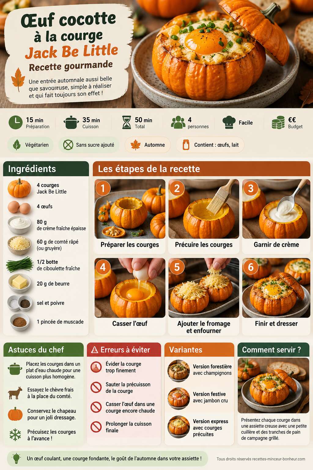 Fiche recette Œuf cocotte à la courge Jack Be Little : recette gourmande Fiche recette Œuf cocotte à la courge Jack Be Little : recette gourmande