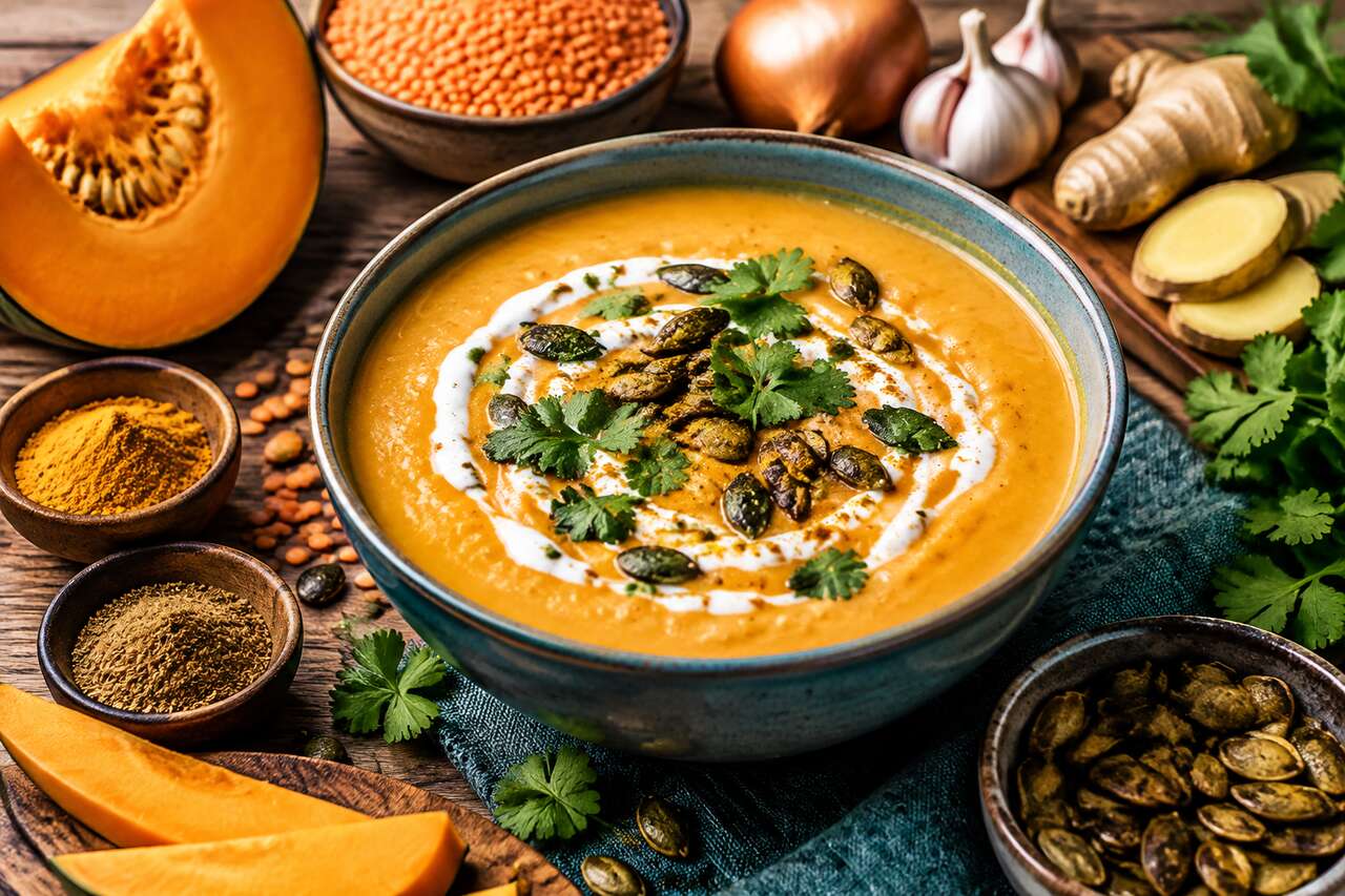 Velouté de Potimarron façon Dhal : recette saine et savoureuse