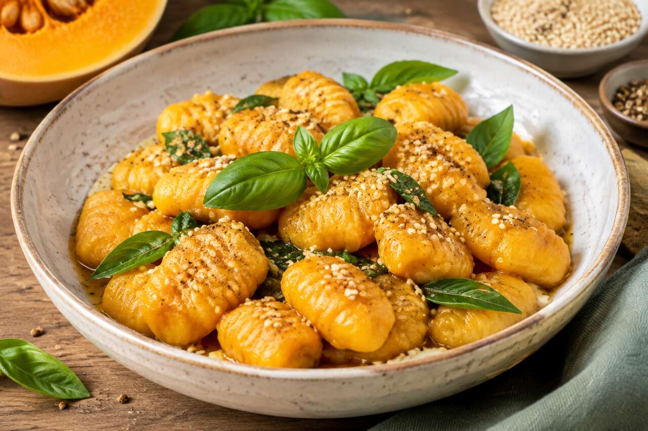 Gnocchis de courge au gomasio et basilic : recette gourmande et saine