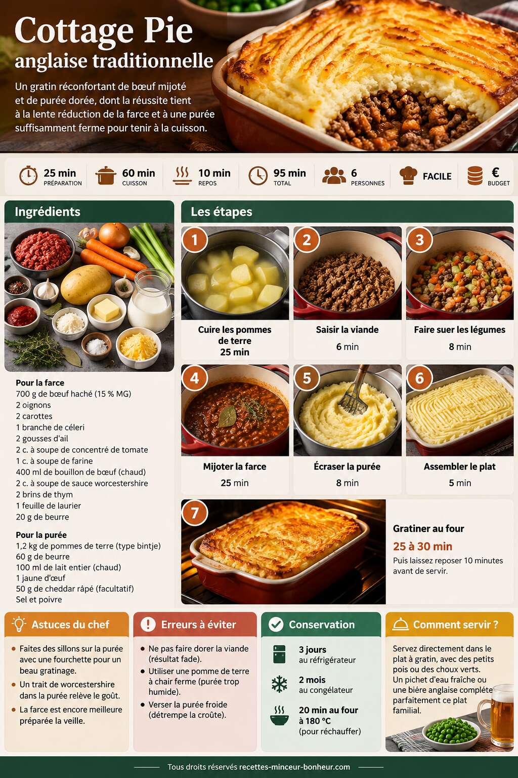 Fiche recette Recette Cottage Pie anglaise traditionnelle