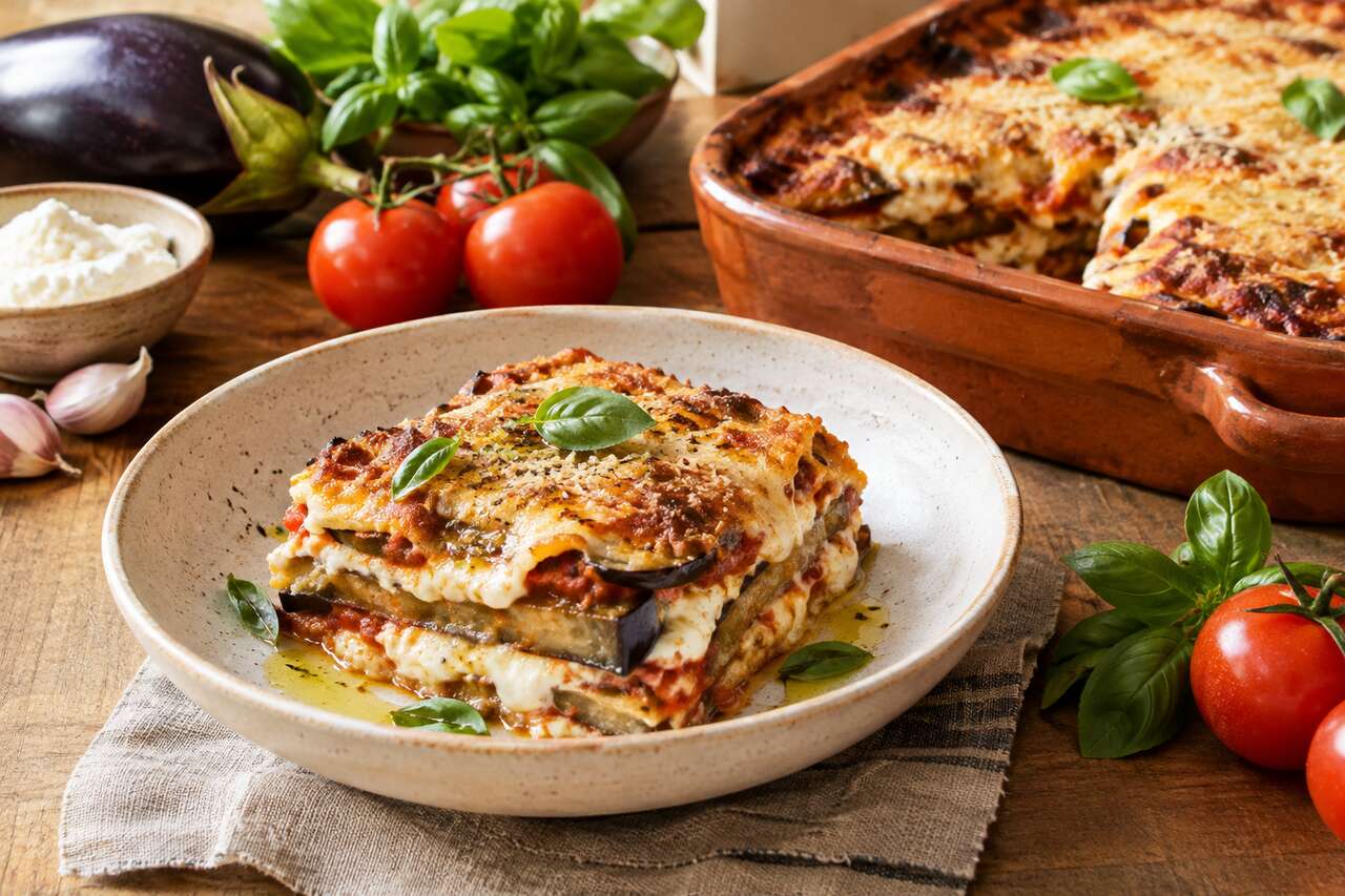 Lasagne d'aubergines à la ricotta et Parmigiana : recette savoureuse