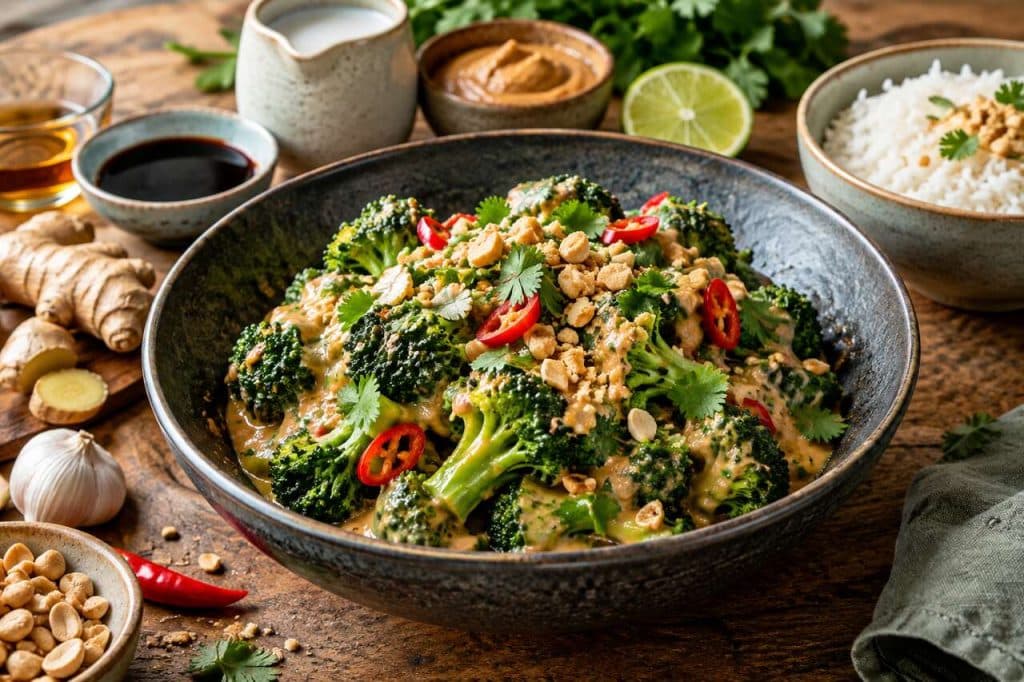 Brocoli au lait de coco et beurre de cacahuète : une recette savoureuse