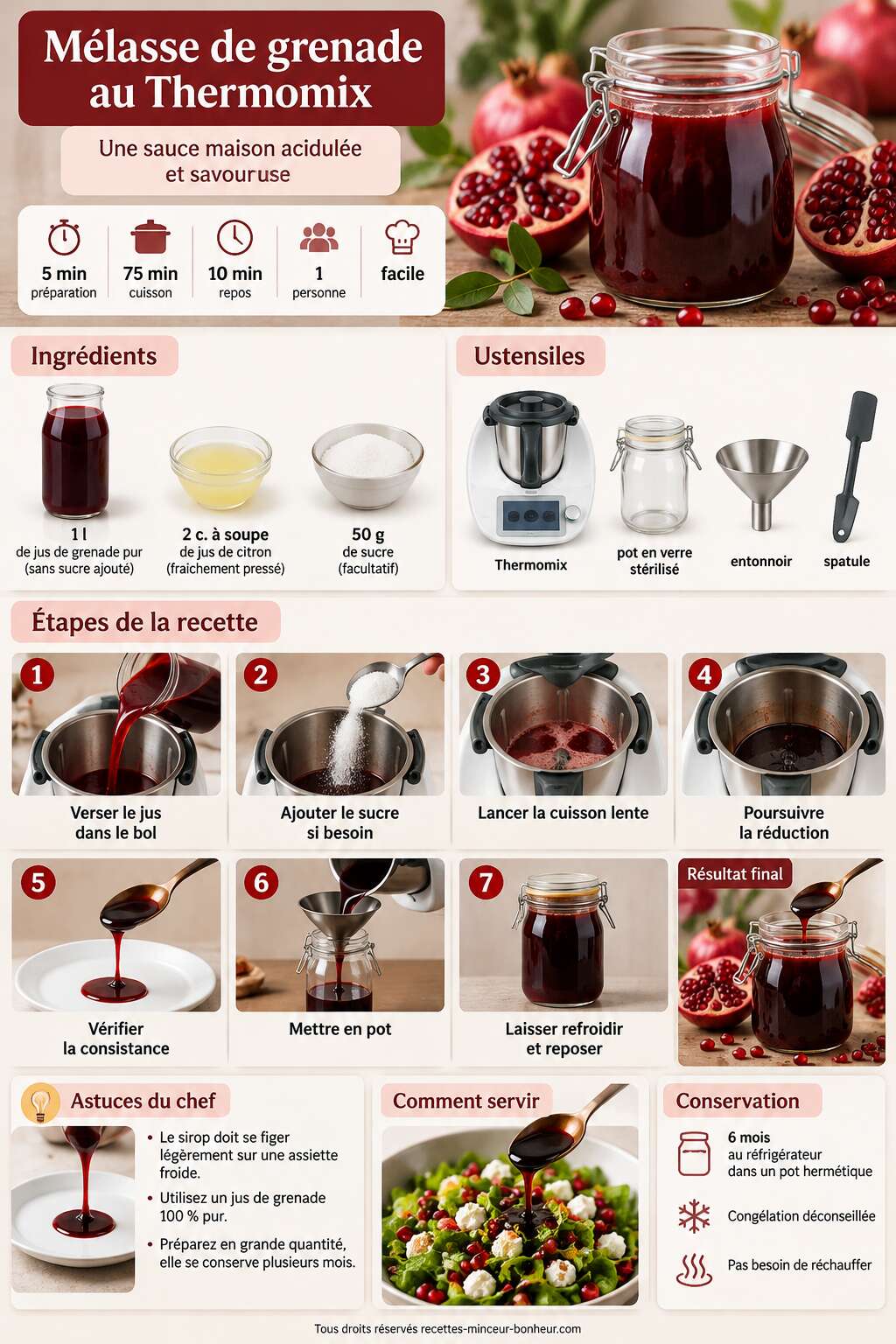 Fiche recette Mélasse de grenade au Thermomix : recette facile et savoureuse Fiche recette Mélasse de grenade au Thermomix : recette facile et savoureuse