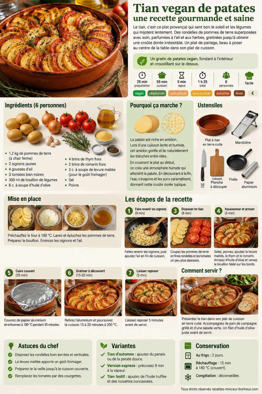 Fiche recette Tian vegan de patates : une recette gourmande et saine Fiche recette Tian vegan de patates : une recette gourmande et saine