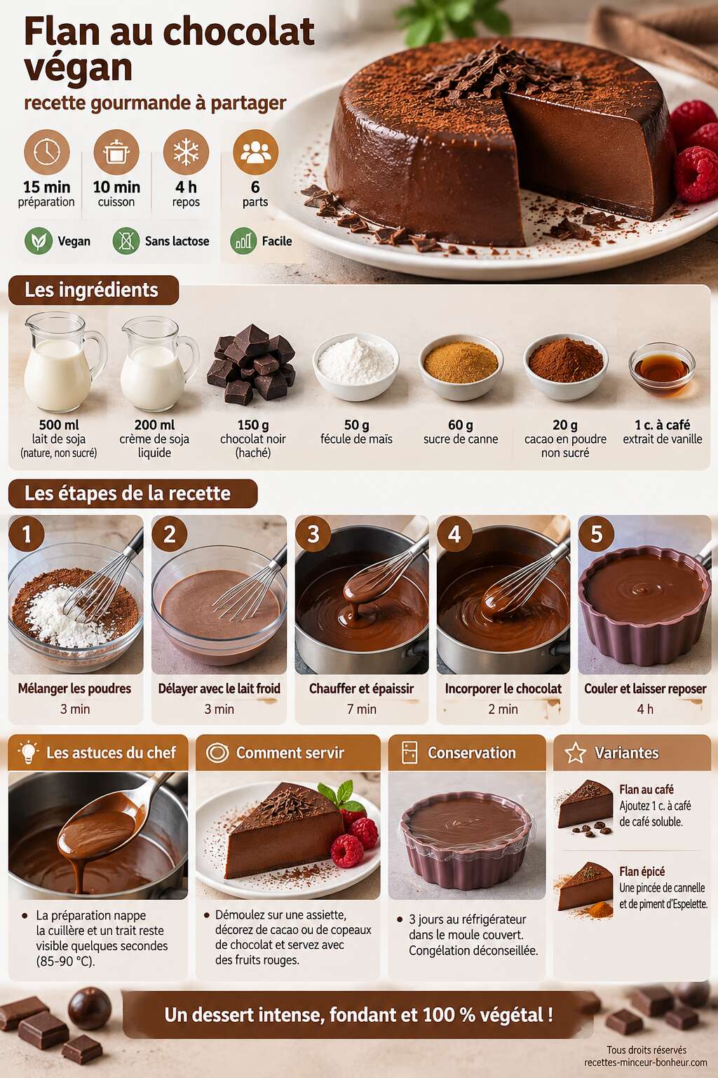 Fiche recette Flan au chocolat v&eacute;gan : recette gourmande &agrave; partager