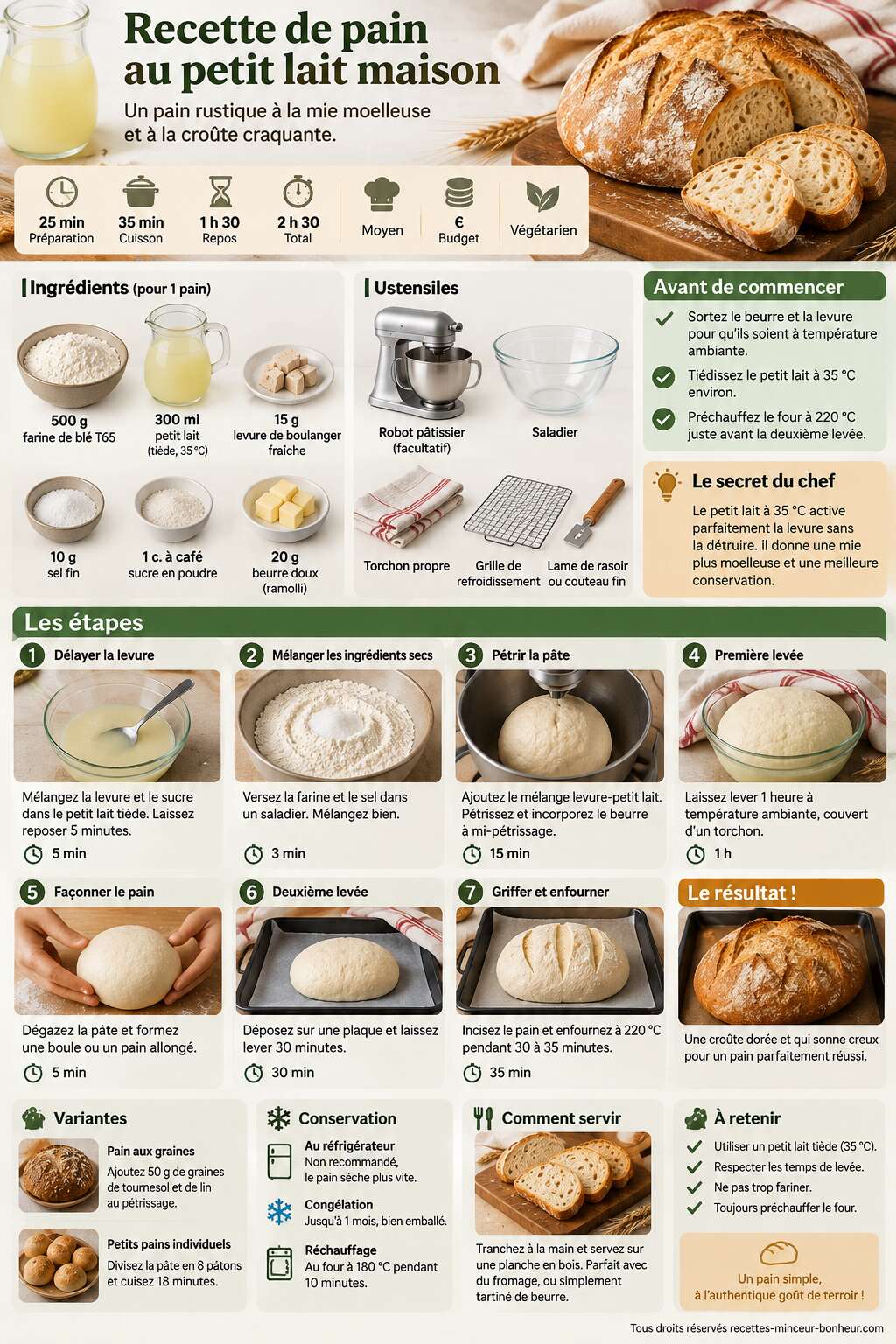 Fiche recette Recette de pain au petit lait maison