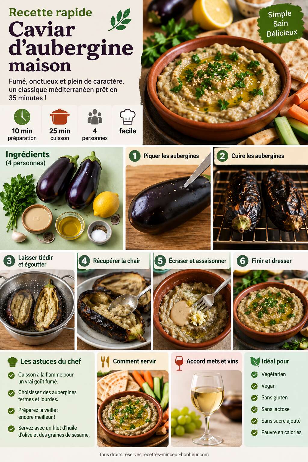 Fiche recette Recette rapide : caviar d'aubergine maison