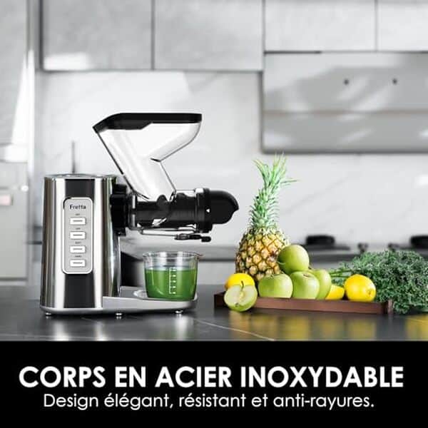 Découvrez notre test détaillé de l'extracteur de jus Fretta avec sa large goulotte de 76mm : performances, avantages et inconvénients pour bien choisir. 