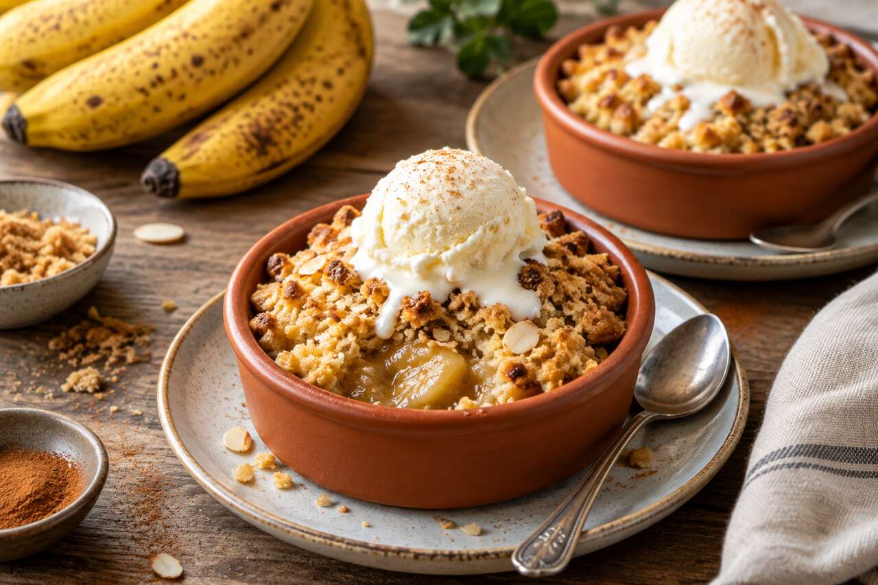 Petits crumbles aux bananes : recette maison délicieuse