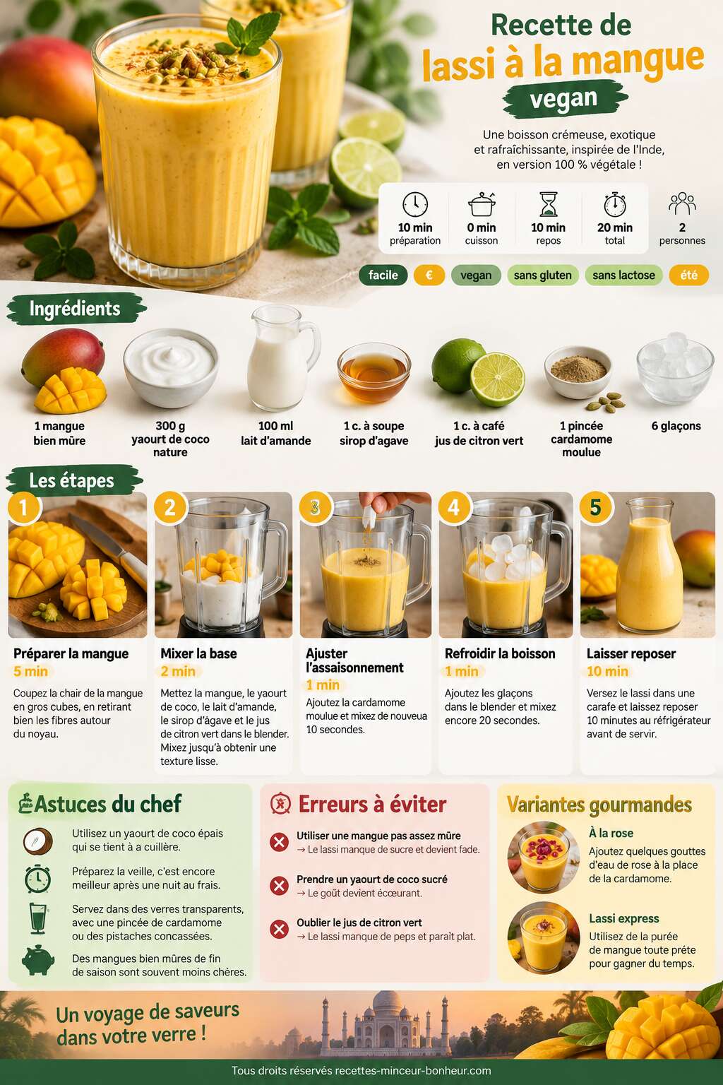 Fiche recette Recette de lassi &agrave; la mangue vegan