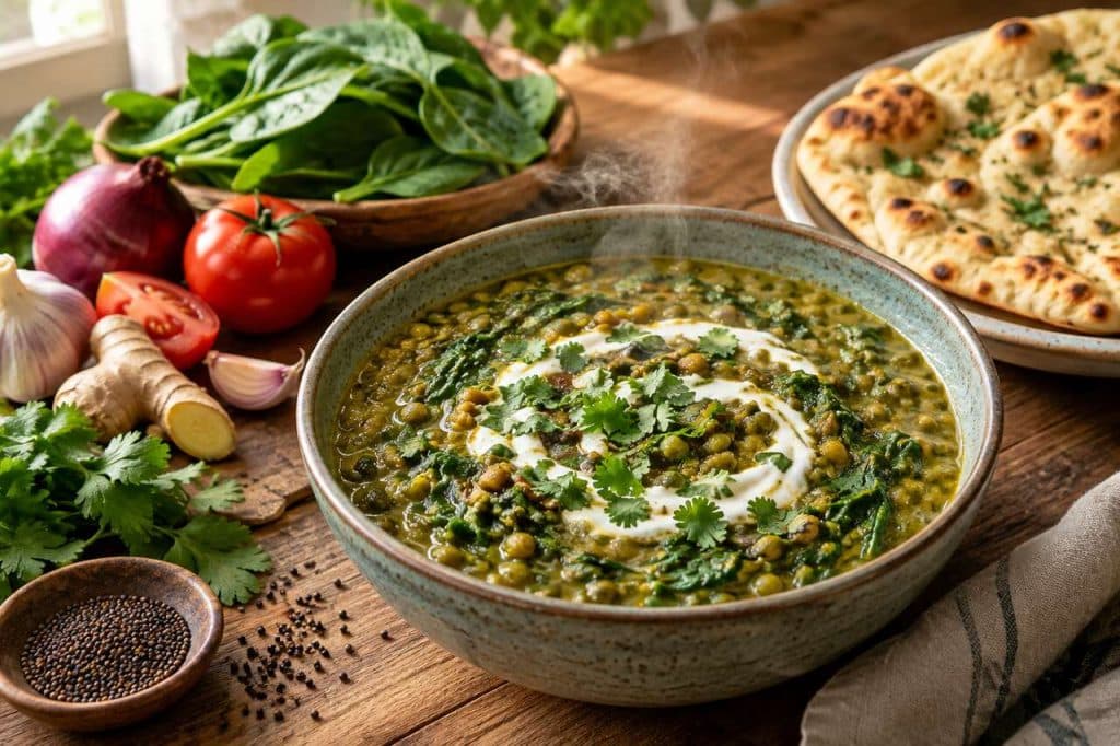 Dhal de lentilles vertes et épinards : recette savoureuse et facile
