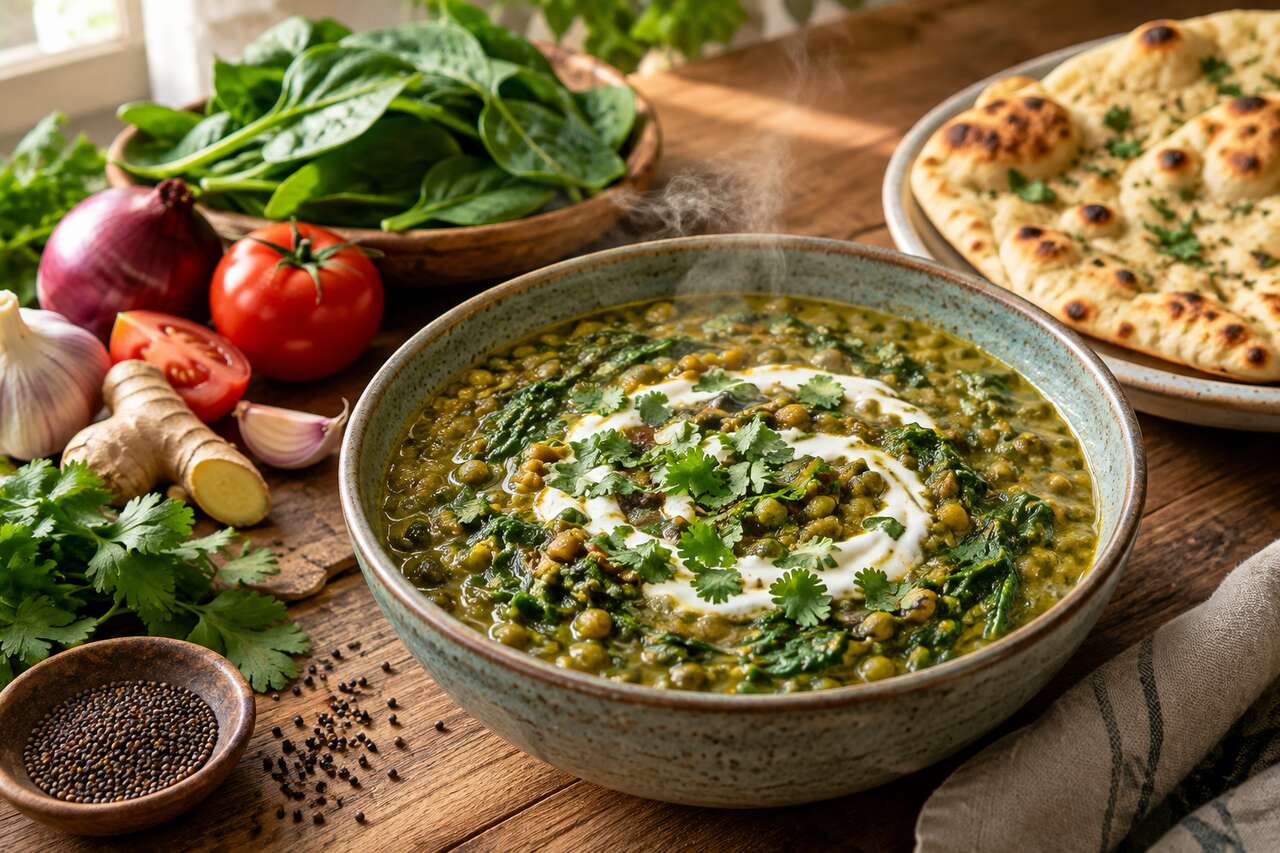Dhal de lentilles vertes et épinards : recette savoureuse et facile