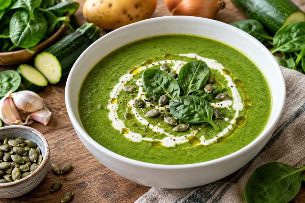 Velouté aux épinards et courgettes : recette saine et gourmande
