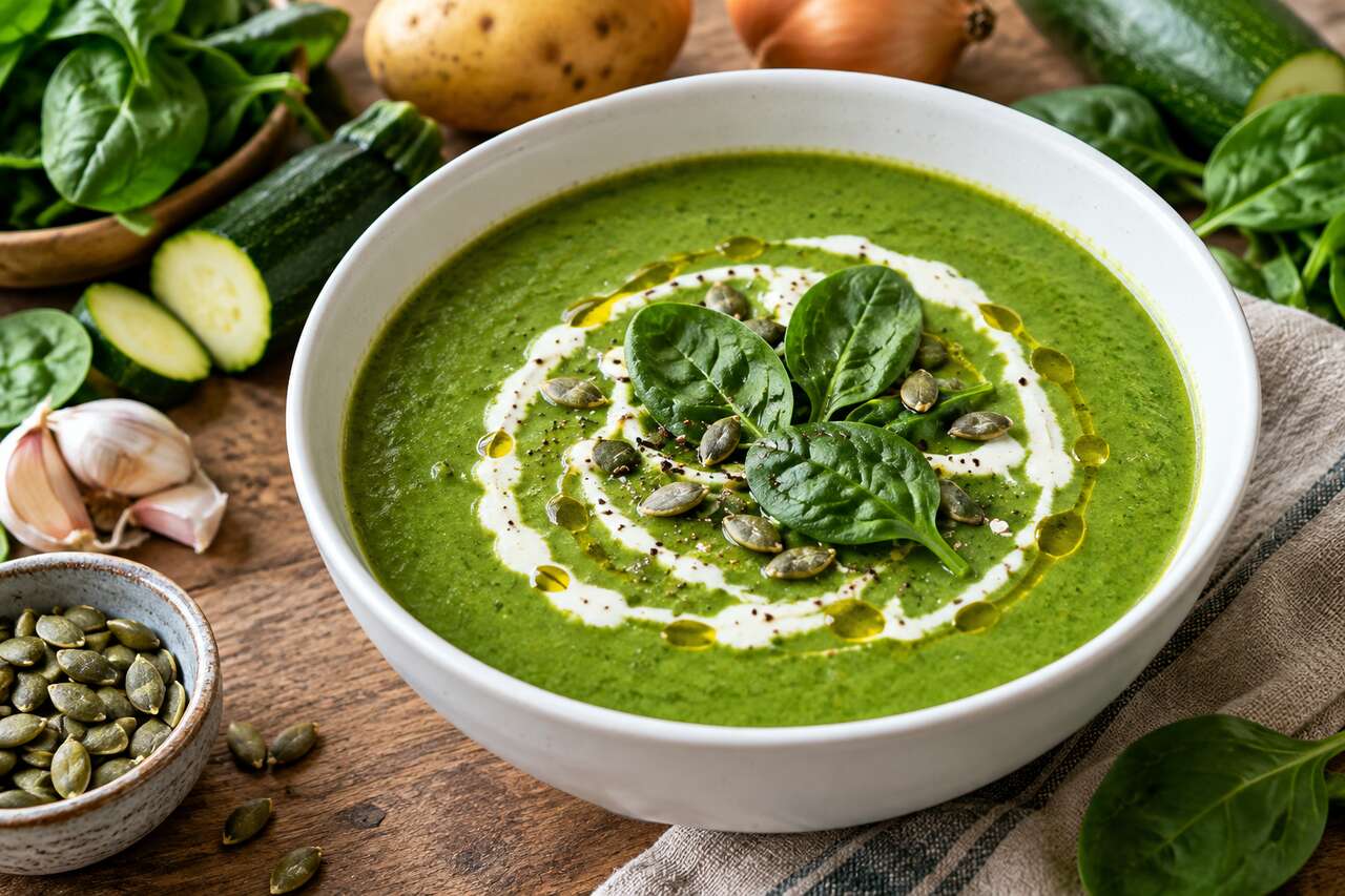 Velouté aux épinards et courgettes : recette saine et gourmande