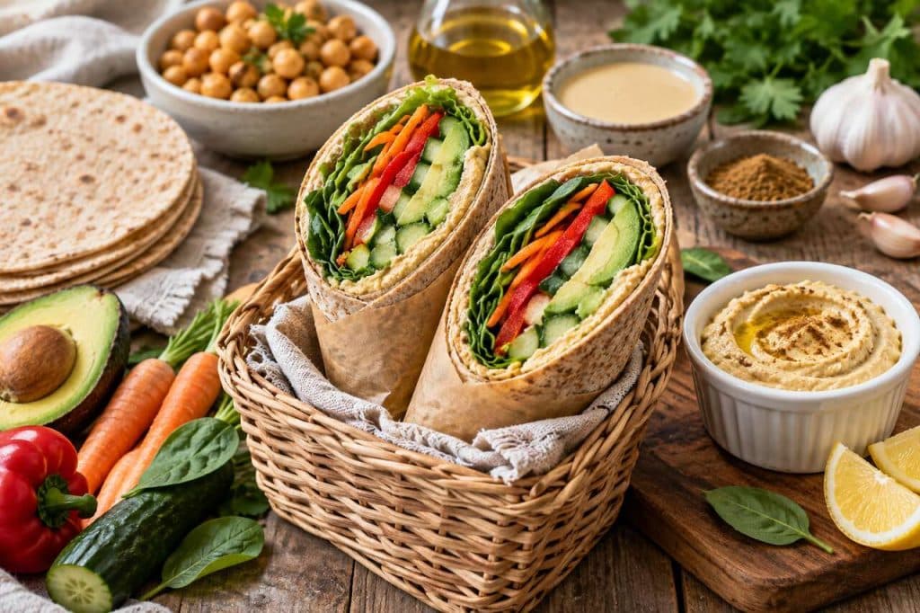 Wraps crudités et houmous vegan : recette santé