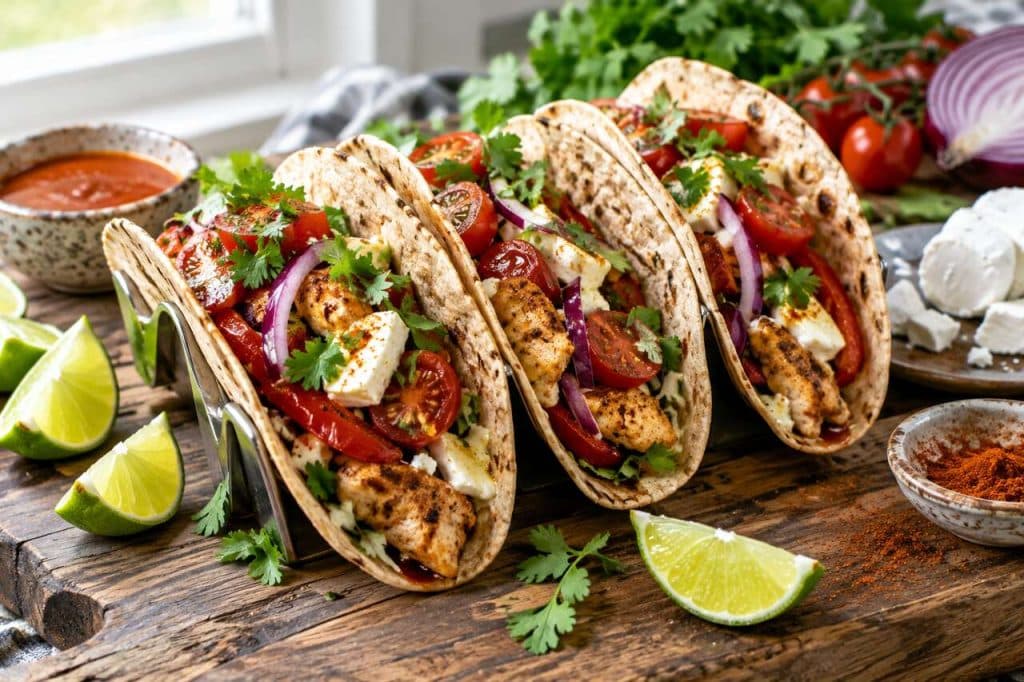 Recette de tacos au poulet et au chèvre rapide et sain